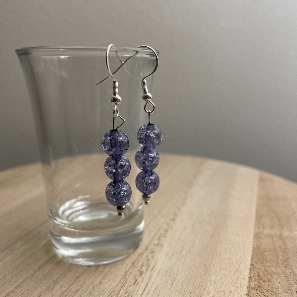 Blue Sparkle Beaded Earrings